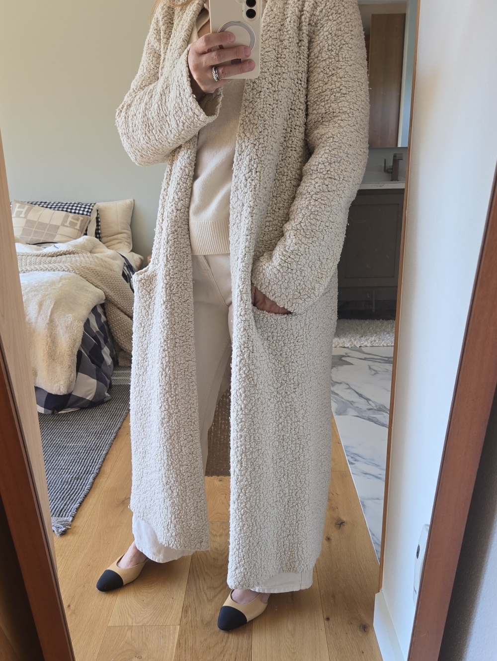 Jenni Kayne Cozy Long Boucle Sherpa Coatigan, GUC, Quiet Lux, Amazing Item!